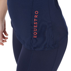 Aansluitende basislaag met korte mouwen voor dames in technisch materiaal Equestro Marine / rood Blauw