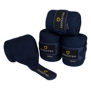 Bandes de repos en laine par 4 Equestro Marine Bleu marine