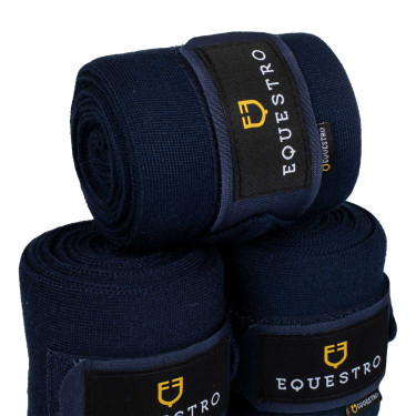 Bandes de repos en laine par 4 Equestro Marine Bleu marine