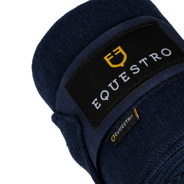 Bandes de repos en laine par 4 Equestro Marine Bleu marine