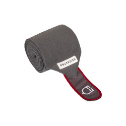 Bandes de polo respirantes poney Trim par 4 Equestro Gris / rouge Bandes de polo respirantes poney Trim par 4 Equestro Gris / rouge