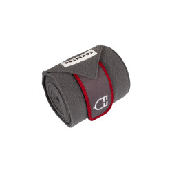 Bandes de polo respirantes poney Trim par 4 Equestro Gris / rouge Bandes de polo respirantes poney Trim par 4 Equestro Gris / rouge