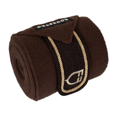 Bandes de polo poney avec logo brodé Diamond par 4 Equestro Marron
