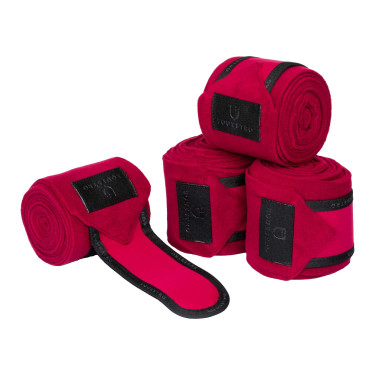 Bandes de polo par 4 Equestro Vin / noir Rouge