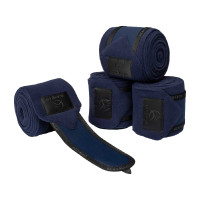 Bandes de polo anti-boulochage avec fermeture velcro Acavallo par 4 Bleu profond / noir Bleu marine