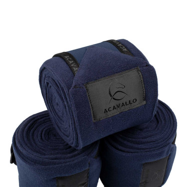 Anti-pilling polobandages met klittenbandsluiting Acavallo per 4 Diepblauw / zwart Marineblauw
