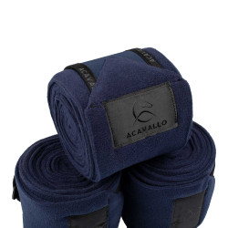 Bandes de polo anti-boulochage avec fermeture velcro Acavallo par 4 Bleu profond / noir Bleu marine