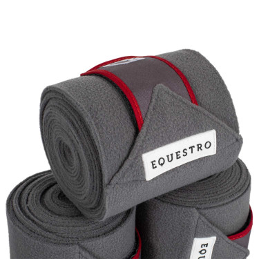Bandes de polo fermeture velcro Trim par 4 Equestro Gris / rouge Bandes de polo fermeture velcro Trim par 4 Equestro Gris / rouge
