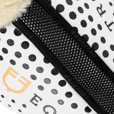 Traagschuim schokdemper en ecologische wol met siliconen grip en Equestro-logo Wit Traagschuim schokdemper en ecologische wol met siliconen grip en Equestro-logo Wit