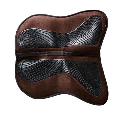 Geheugenfoam schokdemper met verhoogde achterkant in volledig schapenvacht Acavallo Bruin