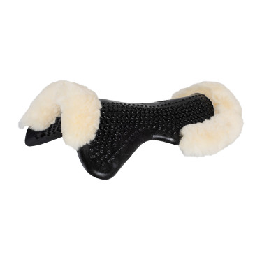 Amortisseur massant en gel avec découpe en laine de mouton Acavallo Noir / naturel Amortisseur massant en gel avec découpe en laine de mouton Acavallo Noir / naturel