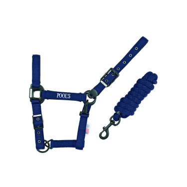 Licol Pool's nylon boucles noires avec longe Licol Pool's nylon boucles noires avec longe