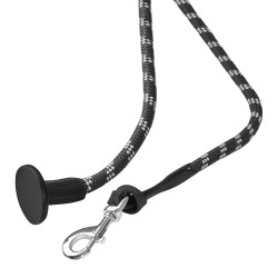 Gevlochten Nylon Longe Acavallo met Leren Uiteinde Zwart