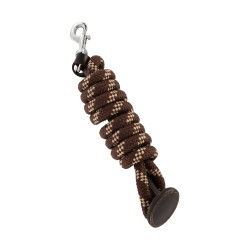 Gevlochten Nylon Longe Acavallo met Leren Uiteinde Donkerbruin
