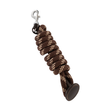 Gevlochten Nylon Longe Acavallo met Leren Uiteinde Donkerbruin