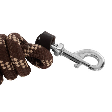 Gevlochten Nylon Longe Acavallo met Leren Uiteinde Donkerbruin