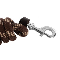 Longe Acavallo Nylon Tréssé avec Embout en Cuir Marron foncé