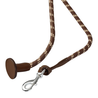 Gevlochten Nylon Longe Acavallo met Leren Uiteinde Donkerbruin