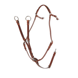 Collier de chasse martingale Acavallo en cuir 3 points Cognac Marron