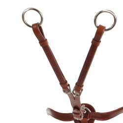 Collier de chasse martingale Acavallo en cuir 5 points Cognac Marron