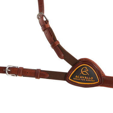 Collier de chasse martingale Acavallo en cuir 5 points Cognac Marron