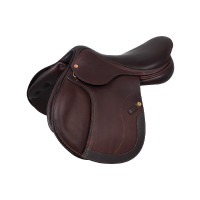 Selle de saut Roma avec arçon en bois et cuir double Acavallo Marron foncé Selle de saut Roma avec arçon en bois et cuir double Acavallo Marron foncé