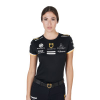 Dames trainings-T-shirt GP van technisch materiaal met multi-logo Equestro Zwart