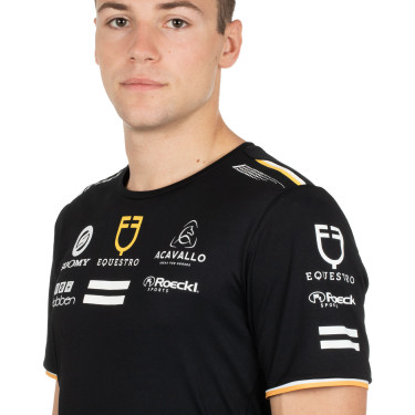 GP training T-shirt heren in technische stof met multi-logo Equestro Zwart