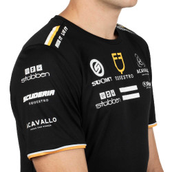 GP training T-shirt heren in technische stof met multi-logo Equestro Zwart