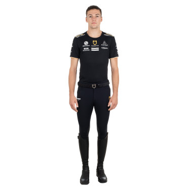 GP training T-shirt heren in technische stof met multi-logo Equestro Zwart