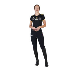 T-shirt d'entraînement GP femme en tissu technique avec multi-logo Equestro Noir