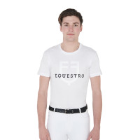 Slimfit T-shirt met logo op de borst heren Equestro Marine Marineblauw Slimfit T-shirt met logo op de borst heren Equestro Marine Marineblauw