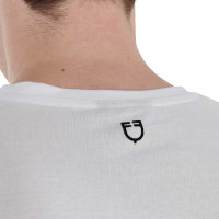 Slimfit T-shirt met logo op de borst heren Equestro Wit Slimfit T-shirt met logo op de borst heren Equestro Wit