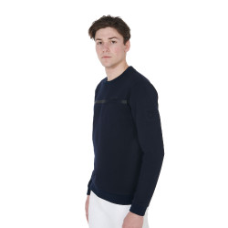 Sweat en interlock homme avec col rond Equestro Marine Bleu marine