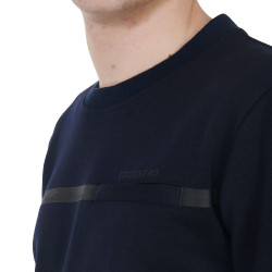 Sweat en interlock homme avec col rond Equestro Marine Bleu marine