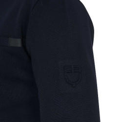 Sweat en interlock homme avec col rond Equestro Marine Bleu marine