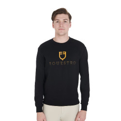 Herenkatoenen sweatshirt met logo op de borst Equestro Zwart Herenkatoenen sweatshirt met logo op de borst Equestro Zwart