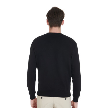 Herenkatoenen sweatshirt met logo op de borst Equestro Zwart Herenkatoenen sweatshirt met logo op de borst Equestro Zwart