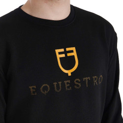 Herenkatoenen sweatshirt met logo op de borst Equestro Zwart Herenkatoenen sweatshirt met logo op de borst Equestro Zwart