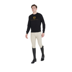 Herenkatoenen sweatshirt met logo op de borst Equestro Zwart Herenkatoenen sweatshirt met logo op de borst Equestro Zwart