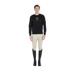 Herenkatoenen sweatshirt met logo op de borst Equestro Zwart Herenkatoenen sweatshirt met logo op de borst Equestro Zwart