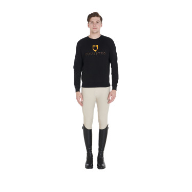 Herenkatoenen sweatshirt met logo op de borst Equestro Zwart Herenkatoenen sweatshirt met logo op de borst Equestro Zwart