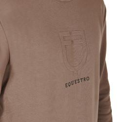Sweat d'hiver homme avec col rond en coton Equestro Walnut Marron
