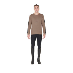 Sweat d'hiver homme avec col rond en coton Equestro Walnut Marron