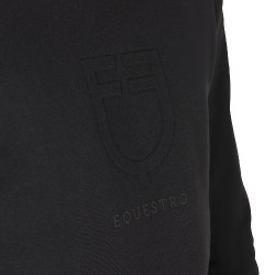 Sweat d'hiver homme avec col rond en coton Equestro Noir