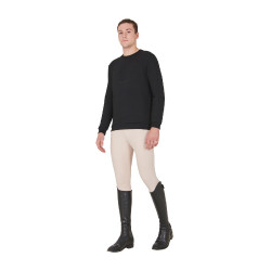 Heren winter sweatshirt met ronde hals van katoen Equestro Zwart