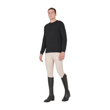 Heren winter sweatshirt met ronde hals van katoen Equestro Zwart