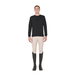 Heren winter sweatshirt met ronde hals van katoen Equestro Zwart