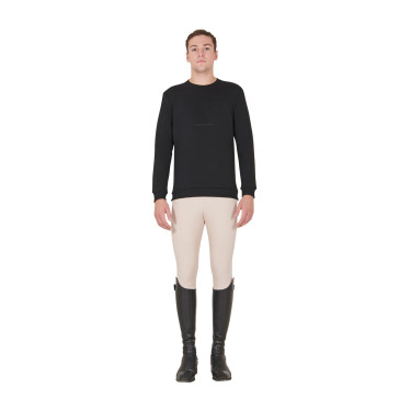 Heren winter sweatshirt met ronde hals van katoen Equestro Zwart