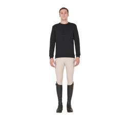Sweat d'hiver homme avec col rond en coton Equestro Noir
